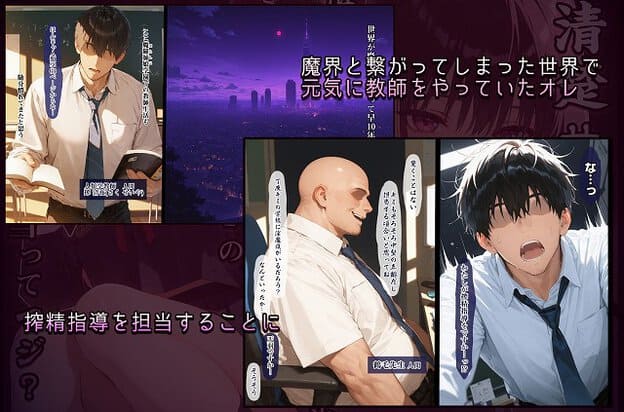 主人公とスキンヘッドの男性が会話している